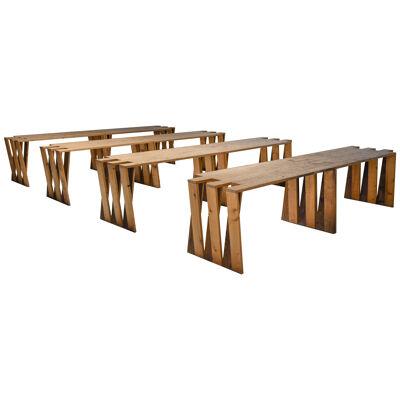 Dutch Pine Modular Puzzle Dining Tables - 1950's
