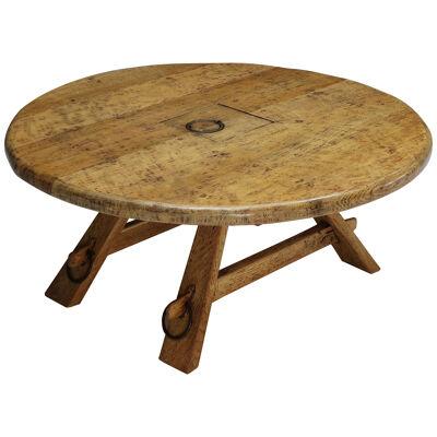Round Rustic Coffee Table with Ring I - 1960's
