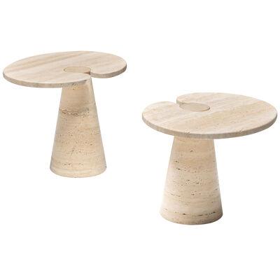 Travertine Side Table by Angelo Mangiarotti, Italy, 1970s