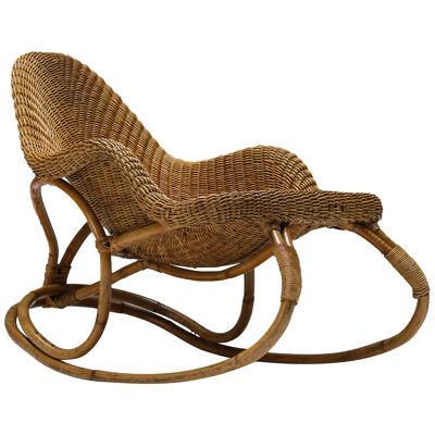 Wicker Rocking Chair Art Nouveau, France - 1905