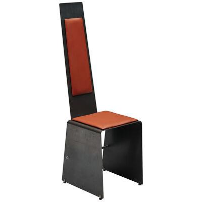 Postmodern Metal & Leather Dining Chair - 1980's