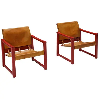 Set of Cognac Leather Karin Mobring Safari Chair - 1970's