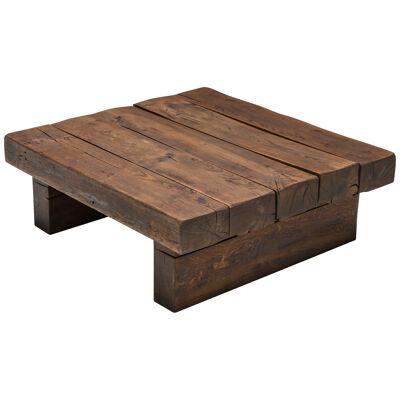 Rustic Solid Wood Craftsman Coffee Table - 1950's