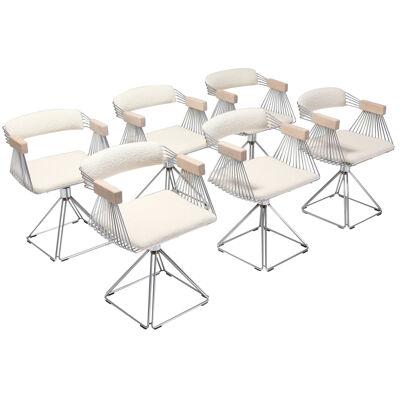 Four Postmodern Chromed Steel Wire Swivel Chairs by Rudi Verelst - 1970s