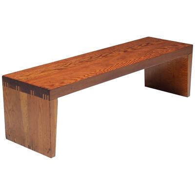Minimalist church bench in solid wood - 1950's