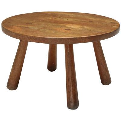 Rustic Round Coffee Table, Mid-Century Modern - 1950's