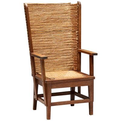 Orkney Chair in Wood and Oat Straw, Scotland, 19th Century