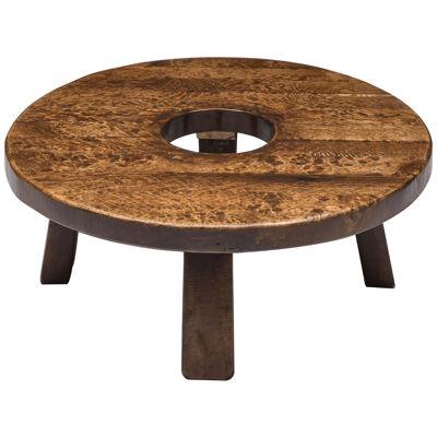 Brutalist Round Coffee Table With Hole - 1950's