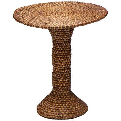 Art Populaire Side Table in Rye Straw, France, Early 20th Century 