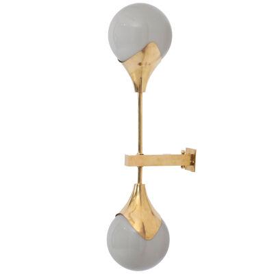 1 of 6 Murano Glass and Brass Sconce or Wall Lamps