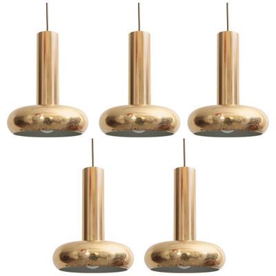 One Danish Modern Brass Pendant Lamps with Authentic Patina