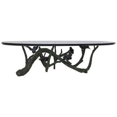 Large and Heavy Bronze Tree Birds Coffee Table in the Manner of Giacometti