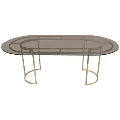 Huge Brass and Glass Dining Table by Romeo Rega