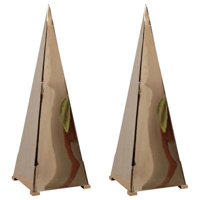 Pair of Very Huge Brass Pyramid Table Lamps