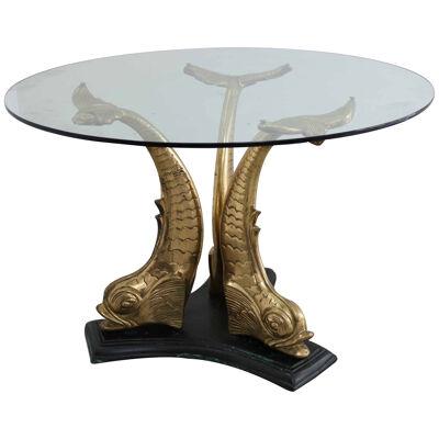 Flamboyant Brass and Glass Dining Table, Italy, 1960s