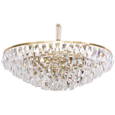 Extraordinary Huge Palwa Gilded Brass and Crystal Glass Chandelier
