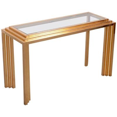 Brass Skyscraper Console or Side Table in the Manner of Willy Rizzo