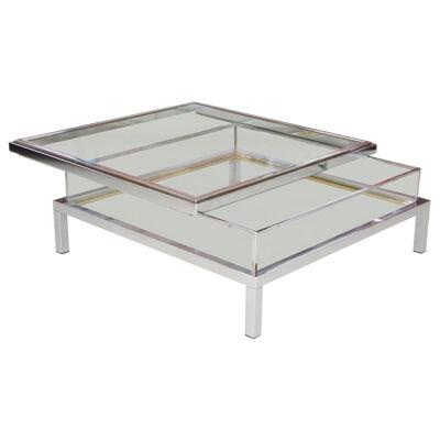 Maison Jansen Sliding Glass Top Table in Chrome
