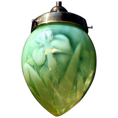 Art Noveau Uranium Vaseline Glass Lantern, 1910-1920s 