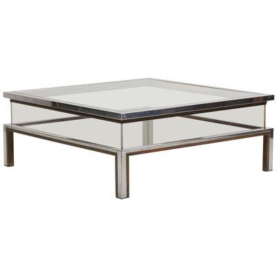 Maison Jansen Sliding Top Coffee Table in Brass and Chrome