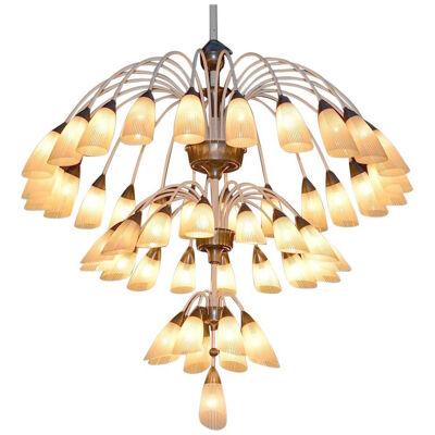 1 of 2 Huge Extra Large 1950s Italian Chandelier with 49 Tulip Glass Shades
