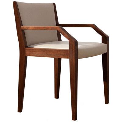 Contemporary Armchair in Exotic Wood and Wrapped Leather, Giovanni