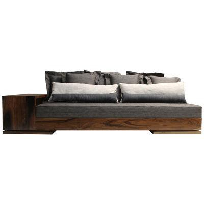 Custom Sculptural Modern Sofa in Wood with Shelving, Patone
