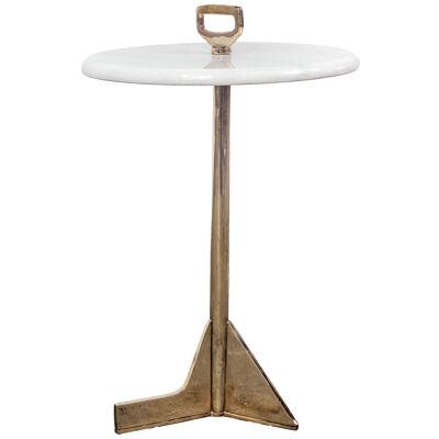 Cast Bronze Round Cigarette Table with White Ibiza Top, Bellance Marmol