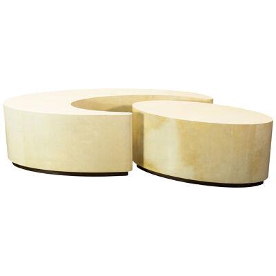 Parchment Modern Sculptural Nesting Coffee Tables, Cadenza