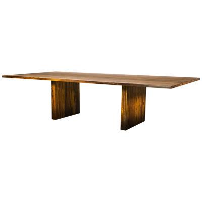 Exotic Solid Wood Twin Pedestal Modern Minimal Dining Table , Andre 