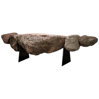 Sculptural Stone and Iron Functional Art Bench by William Stuart - In Stock 