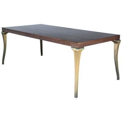 Modern Cast Bronze and Walnut Dining Table, Enzio