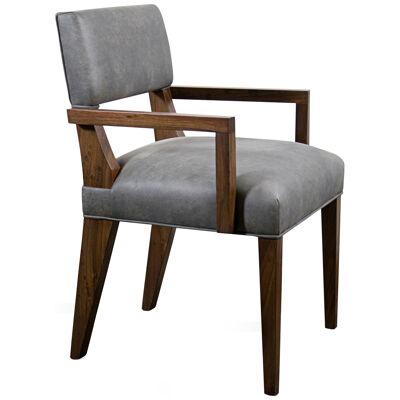Modern Arm Chair in Argentine Exotic Wood and Leather, Bruno