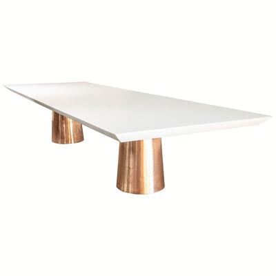 Cast Bronze Twin Pedestal Lacquered Modern Dining Table from Costantini, Benino