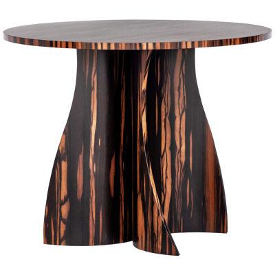 Modern Round Sculptural Cocktail Table in Macassar Ebony (In Stock), Andino 