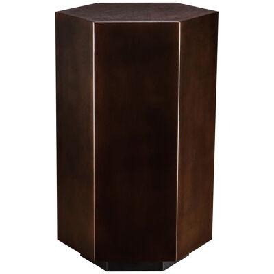 Patinated Metal Hexagonal Nesting Modern Side Table, Ettore Hex - In Stock 