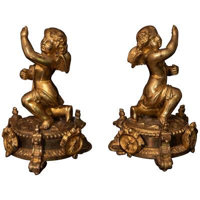 Pair of gilt Bronze Putti, probably France, Late 18th Century