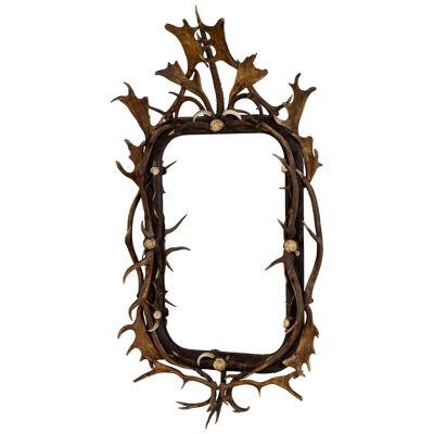 Wall Mirror with Stag Antlers