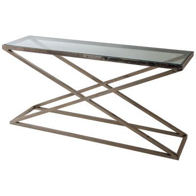 Nickel-plated console table with glass top, late 20th century