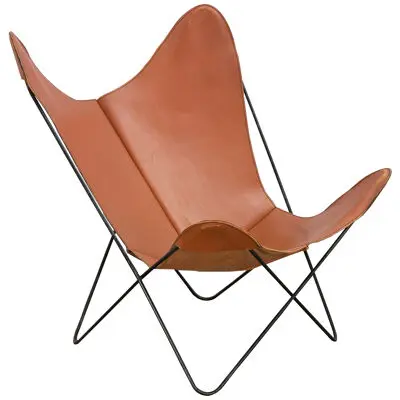 Cognac Leather Hardoy Butterfly Chair