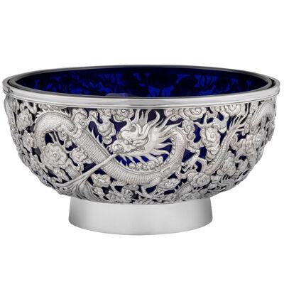 Chinese Export Silver Dragon Bowl