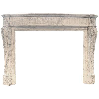 Antique French Louis XVI Fireplace Mantel in Calacatta Marble
