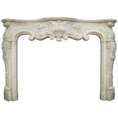 Antique Rococo Louis XV Marble Fireplace Mantel