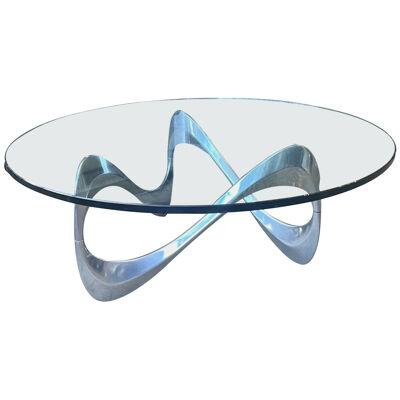Circular Glass ’Snake’ coffee table  by Knut Hesterberg for Ronald Schmitt