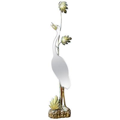 An Italian Brass, Gilt and Mirrored Heron Floor Lamp
