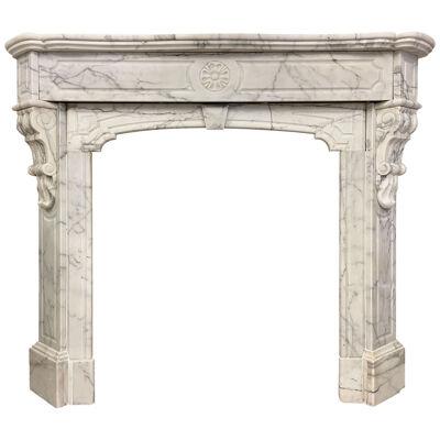 Antique French Fireplace Mantel in Arabescato Marble