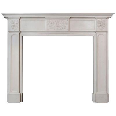 An Antique English Statuary White Marble Fireplace Mantel 