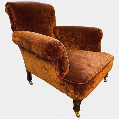 A Reupholstered Antique Victorian Velvet Armchair 