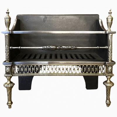 An English  Antique Regency Style Brass and Steel Fire grate 