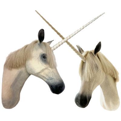A Pair of Contemporary Unicorn Heads